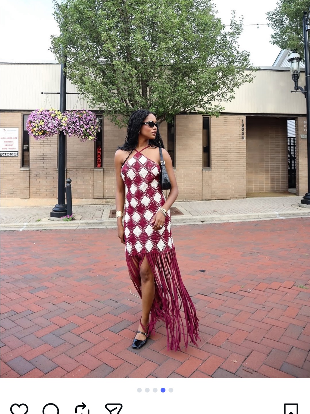Saylor Anthropology Burgundy And White Crochet Fringe Halter Midi Dress Nwt Xs/P